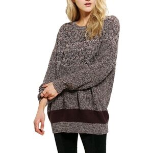BDG x UO Women's Zoe Marled Knit Tunic Sweater Purple Brown Size Large